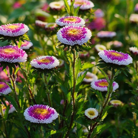 Aster Tall Paeony Moonshine 100 seeds. - Vesta Market